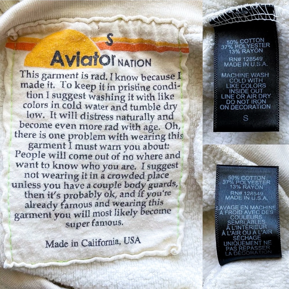 Aviator Nation Daydream Crew Sweatshirt Rainbow Vintage White Small EUC - Picture 6 of 8